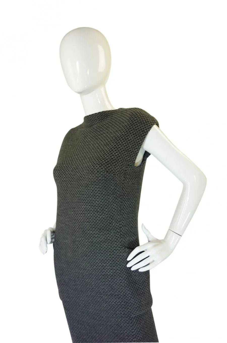 1960s Grey Wool Pauline Trigere Sheath