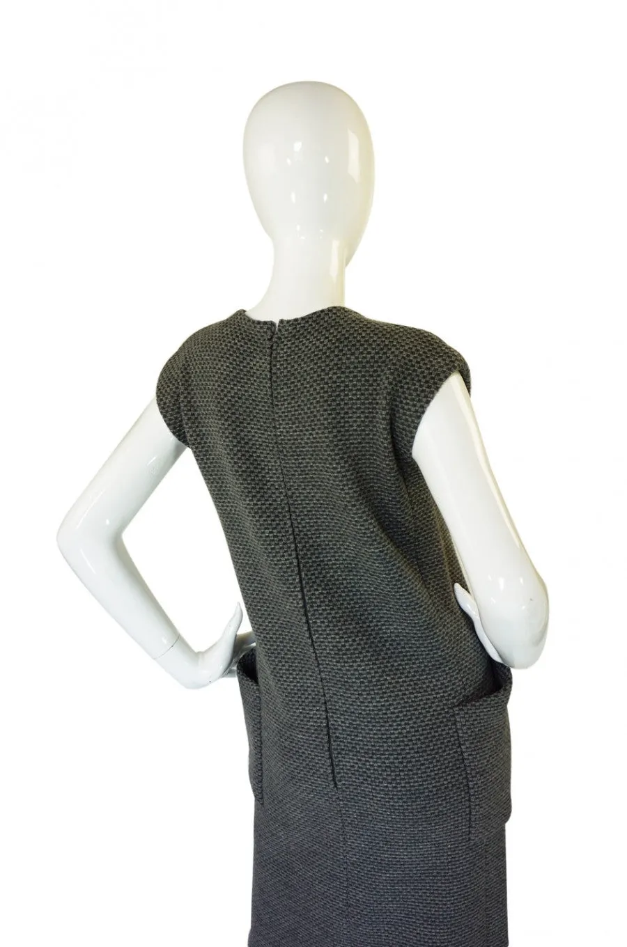1960s Grey Wool Pauline Trigere Sheath