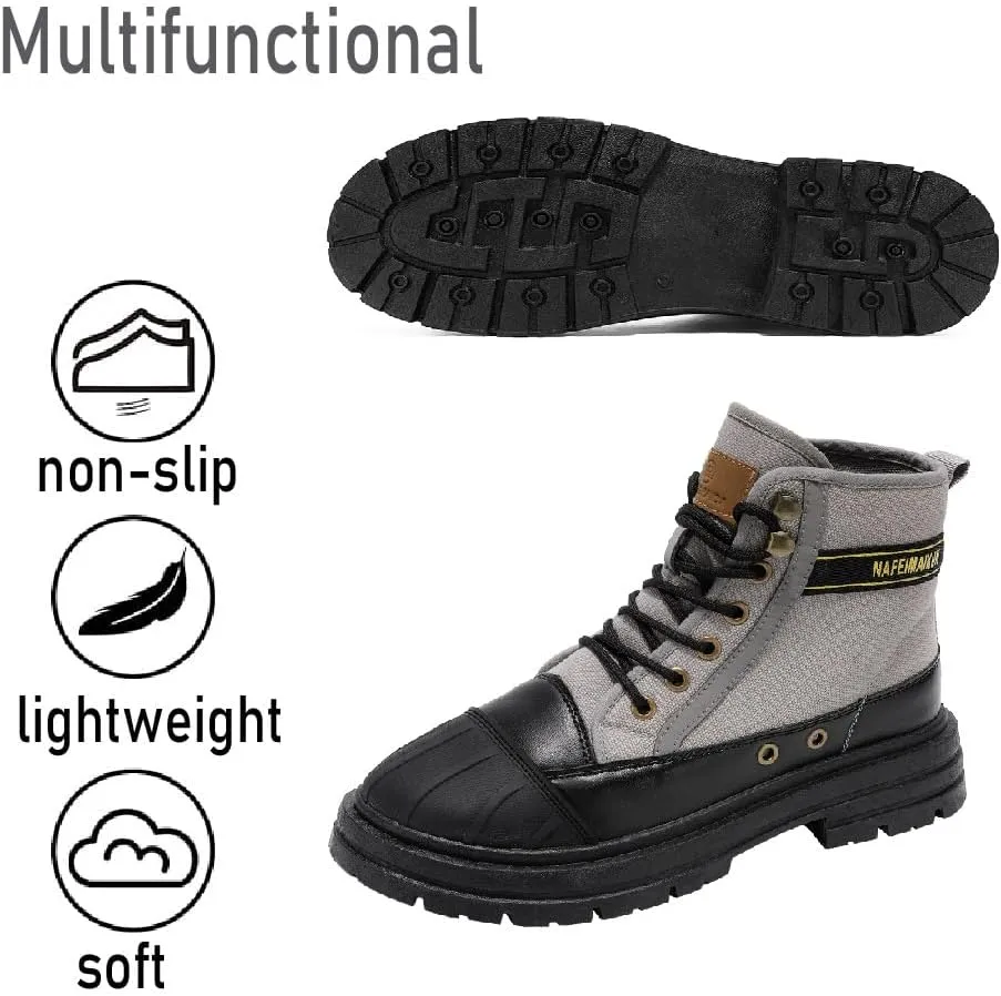 Asifn Mens Casual Boots Waterproof Hiking Boots Lightweight Non-slip Safety Boots Breathable Outdoor Work Boots