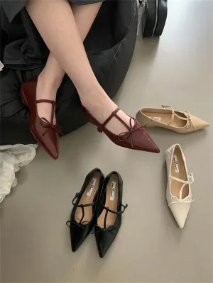 binfenxie  -  Fashion Women Flats Loafers Pointed Toe Shallow Slip On Casual Mules Shoes Bow Design Black Beige Yellow Red 2024 New Arrivals