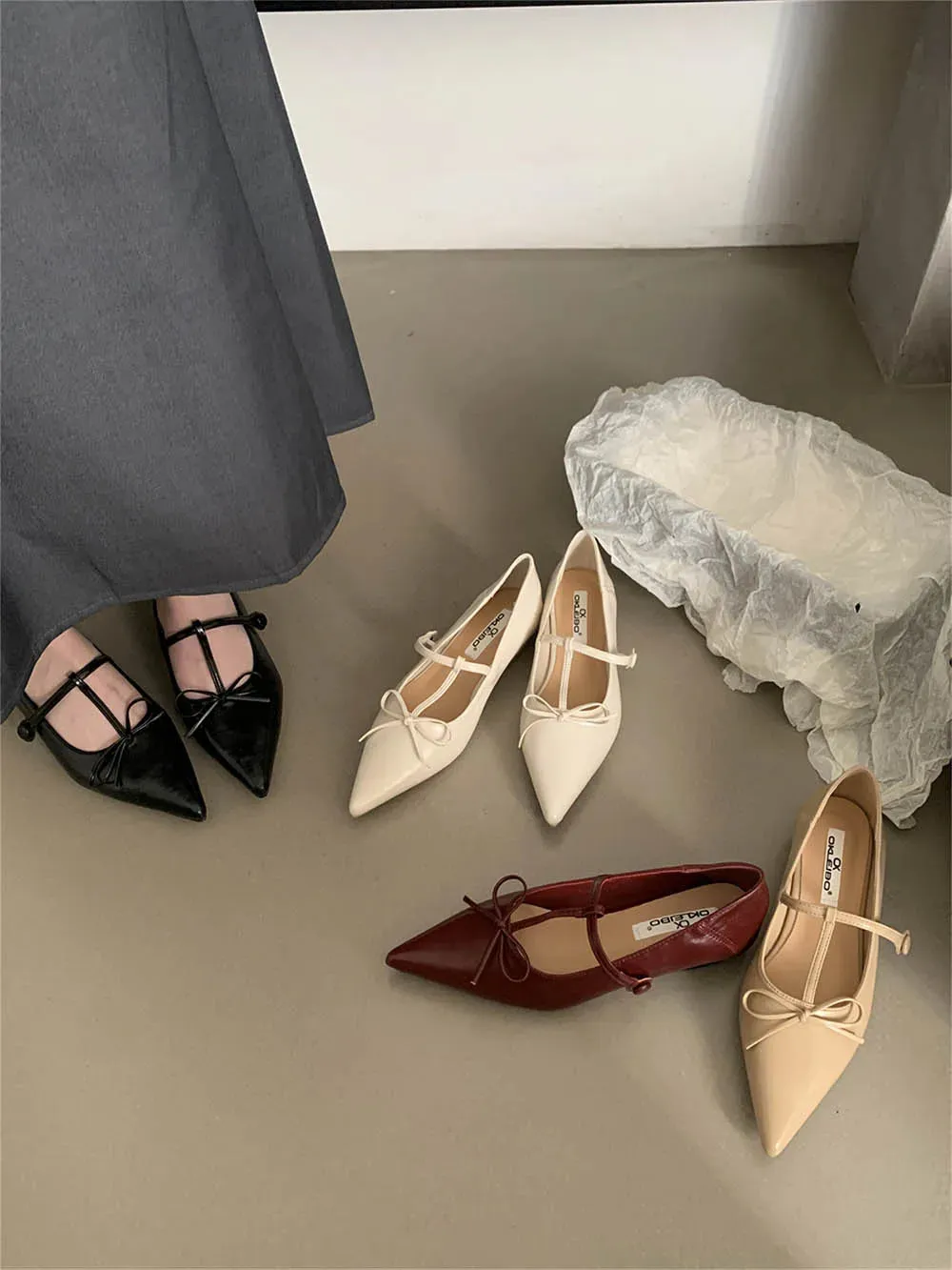 binfenxie  -  Fashion Women Flats Loafers Pointed Toe Shallow Slip On Casual Mules Shoes Bow Design Black Beige Yellow Red 2024 New Arrivals