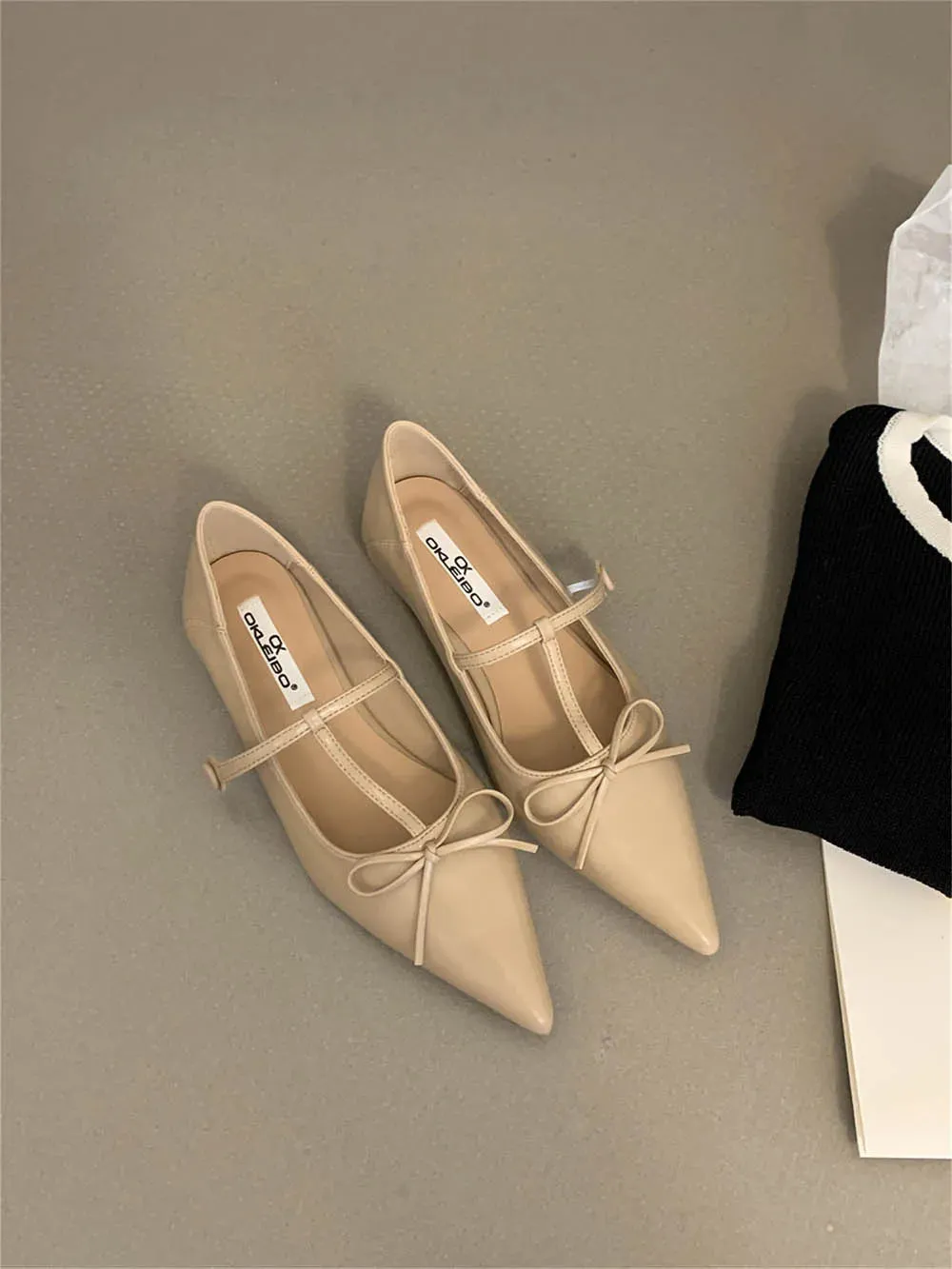 binfenxie  -  Fashion Women Flats Loafers Pointed Toe Shallow Slip On Casual Mules Shoes Bow Design Black Beige Yellow Red 2024 New Arrivals