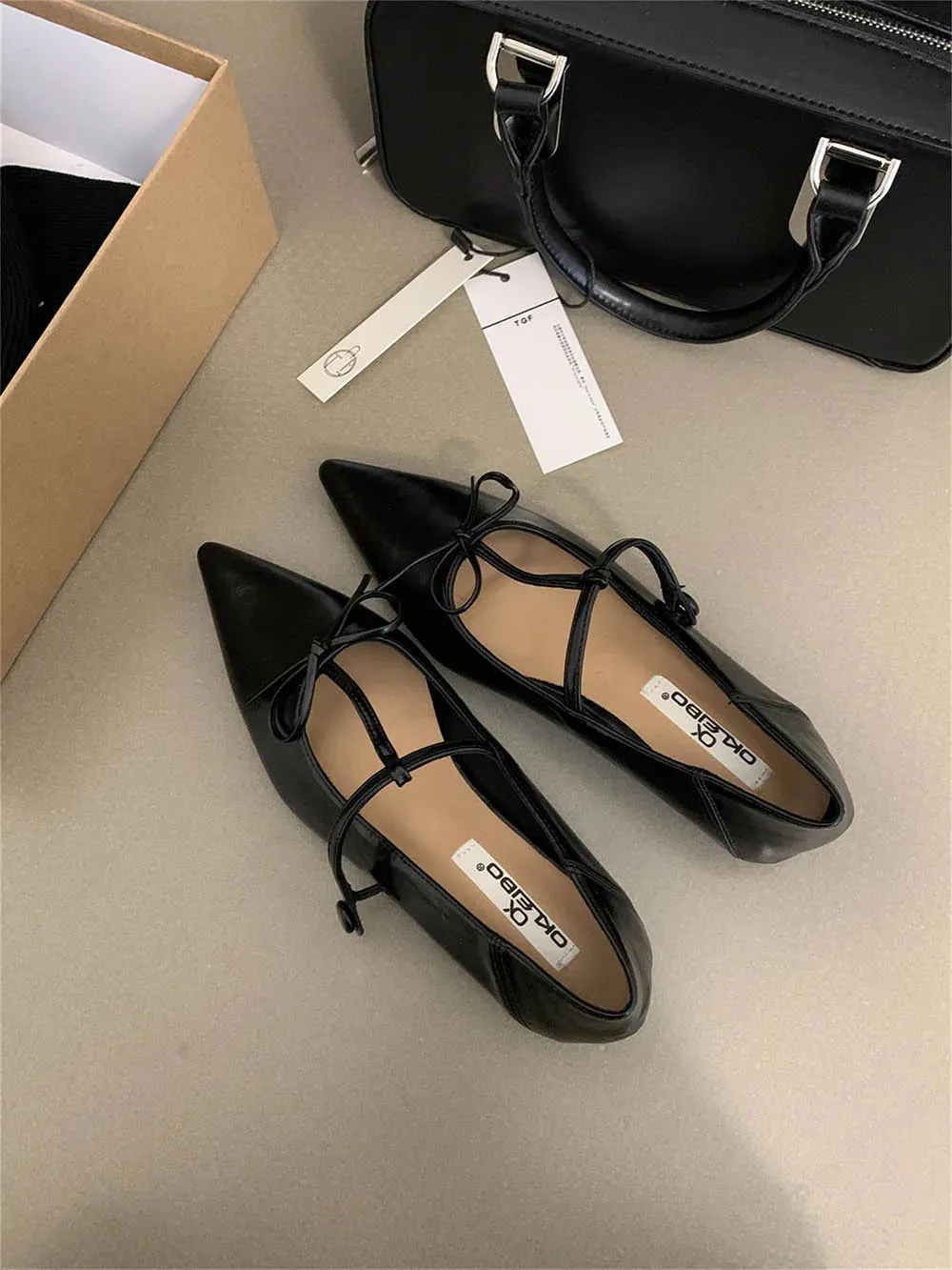 binfenxie  -  Fashion Women Flats Loafers Pointed Toe Shallow Slip On Casual Mules Shoes Bow Design Black Beige Yellow Red 2024 New Arrivals