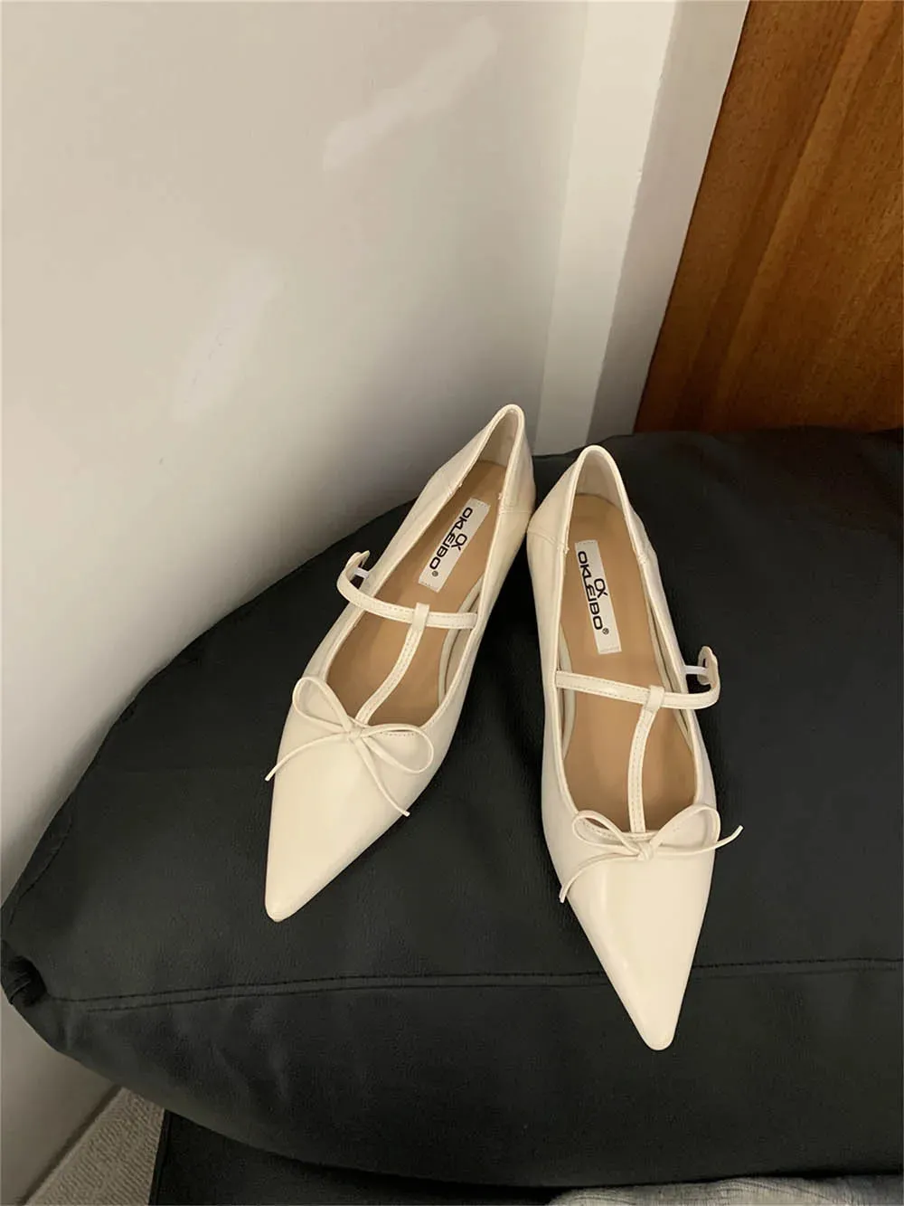 binfenxie  -  Fashion Women Flats Loafers Pointed Toe Shallow Slip On Casual Mules Shoes Bow Design Black Beige Yellow Red 2024 New Arrivals