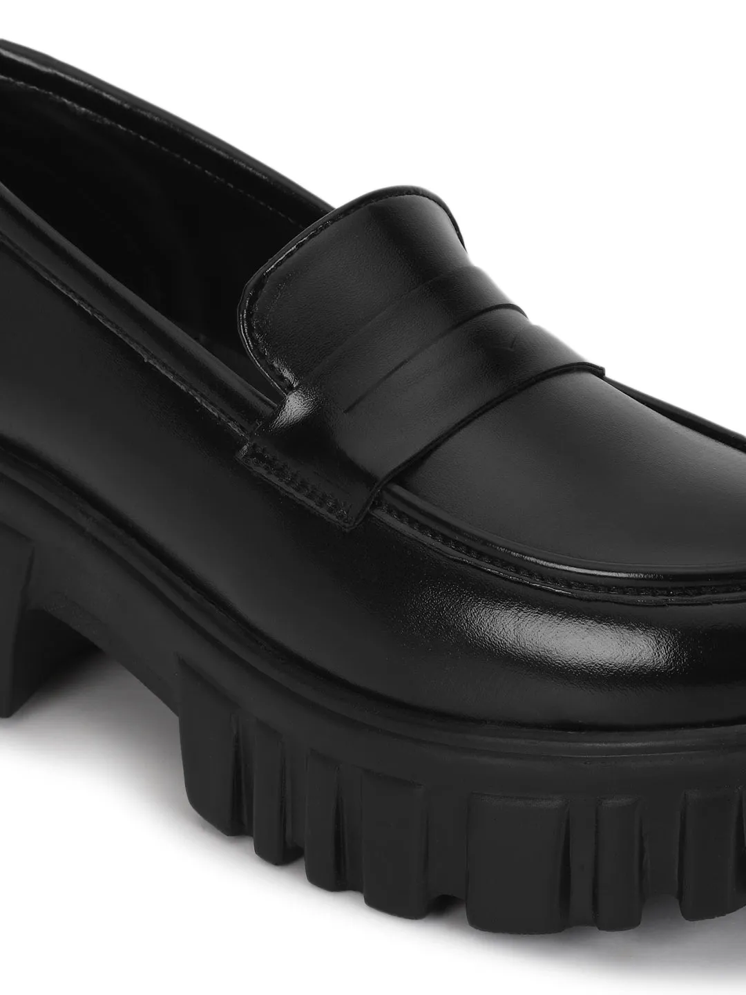 Black PU Block Loafers (TC-ANA-7981-BLK)