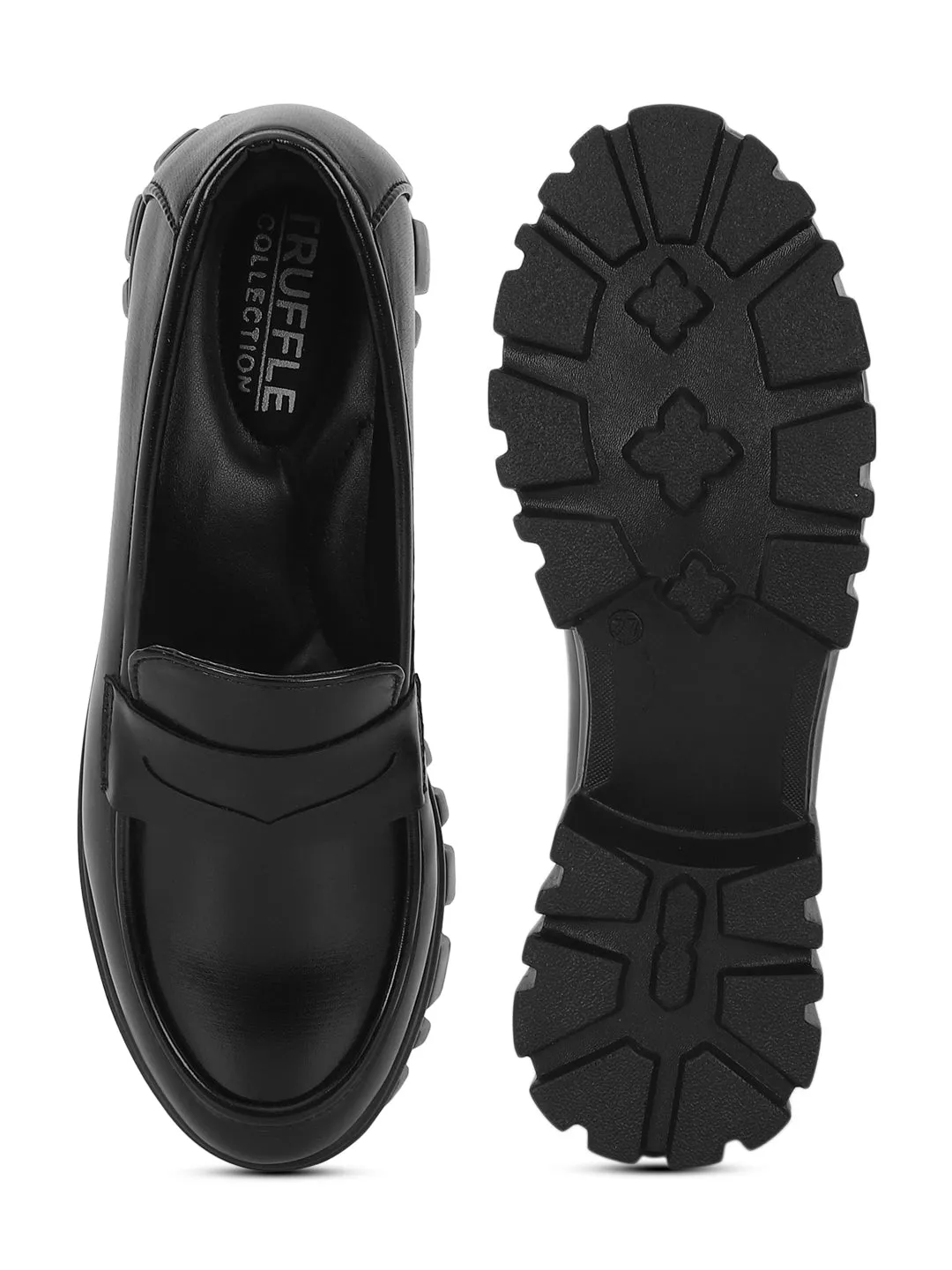 Black PU Block Loafers (TC-ANA-7981-BLK)