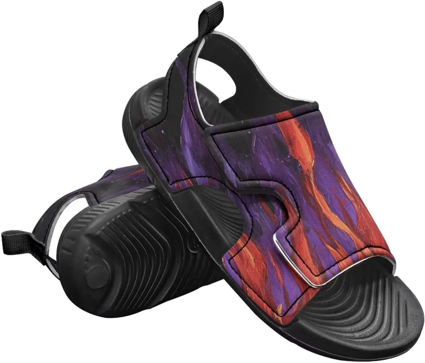 Boys Flame Sandals Kids Open Toe Outdoor Hiking Sandals Lightweight Athletic Beach Water Sport Shoes Adjustable