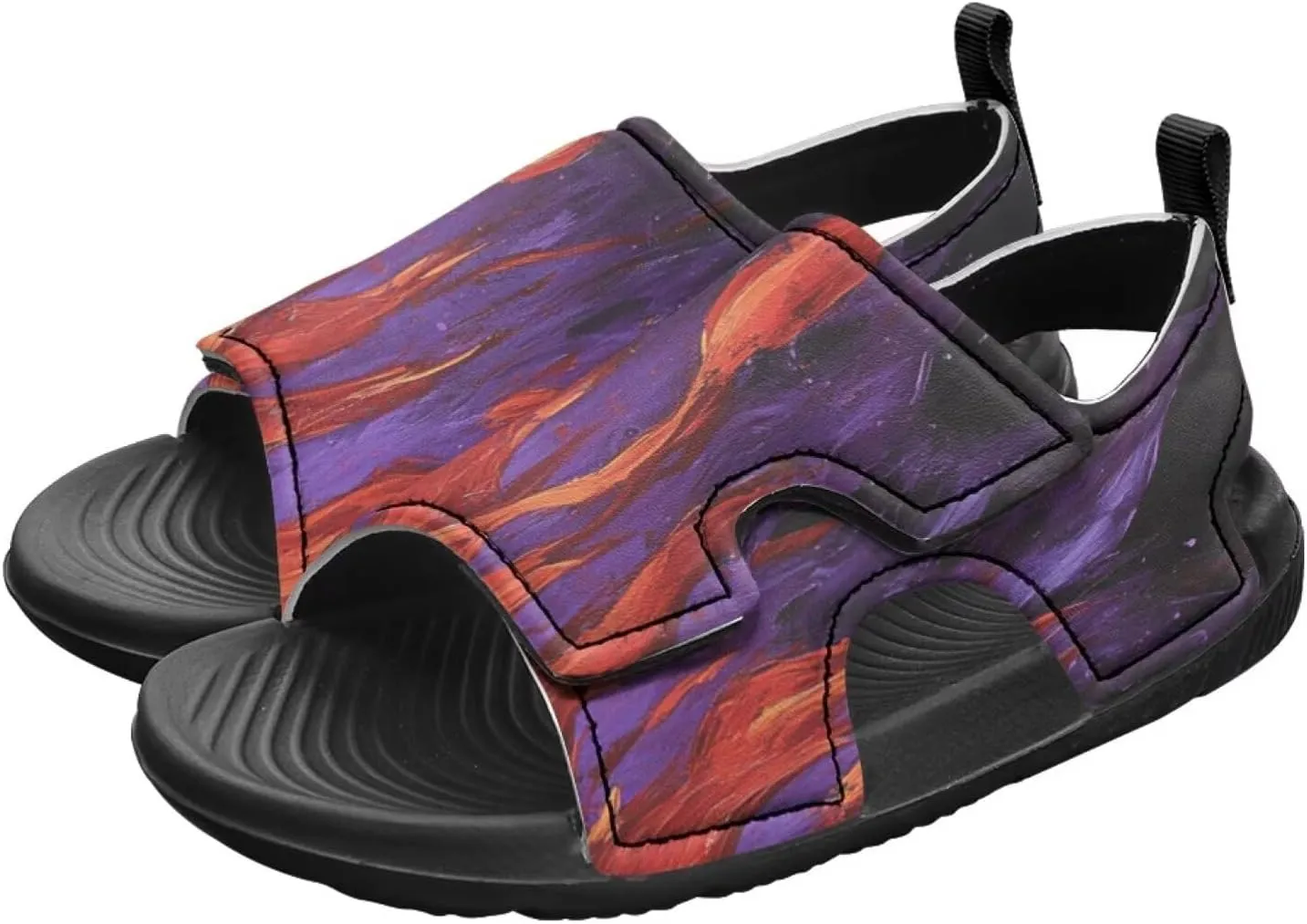 Boys Flame Sandals Kids Open Toe Outdoor Hiking Sandals Lightweight Athletic Beach Water Sport Shoes Adjustable