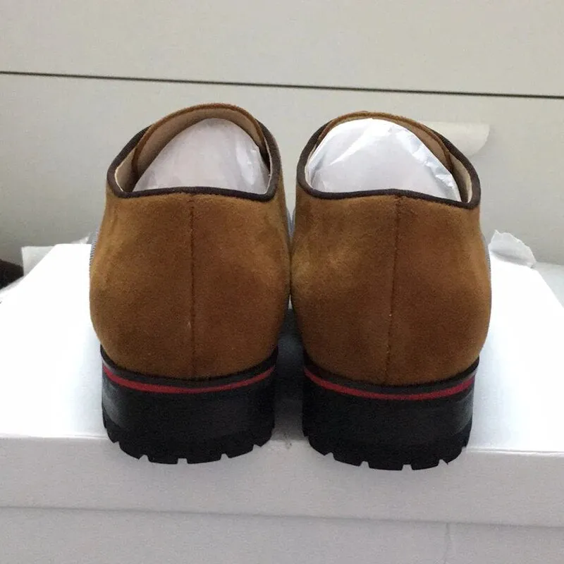 Brown Mixed Patchwork Rivet Loafers
