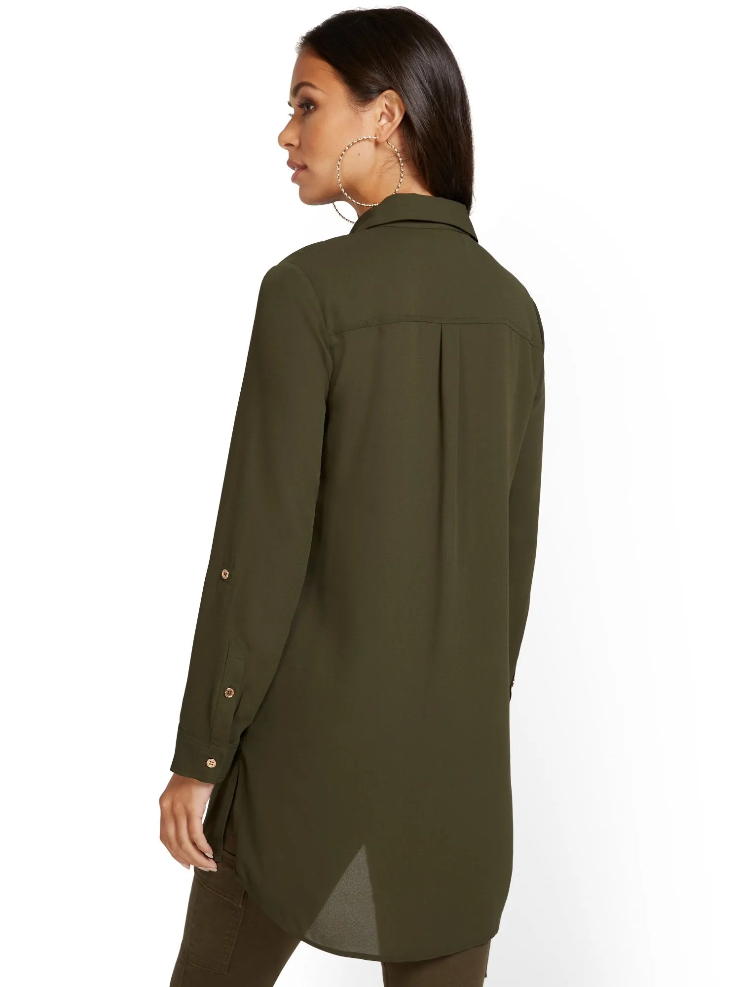 Button-Front Maxi Shirt