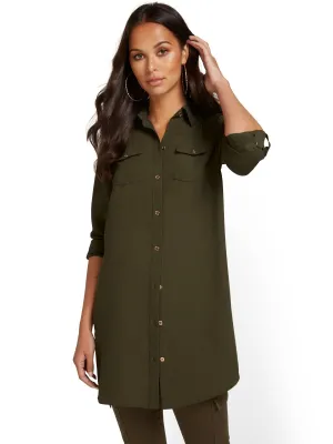 Button-Front Maxi Shirt