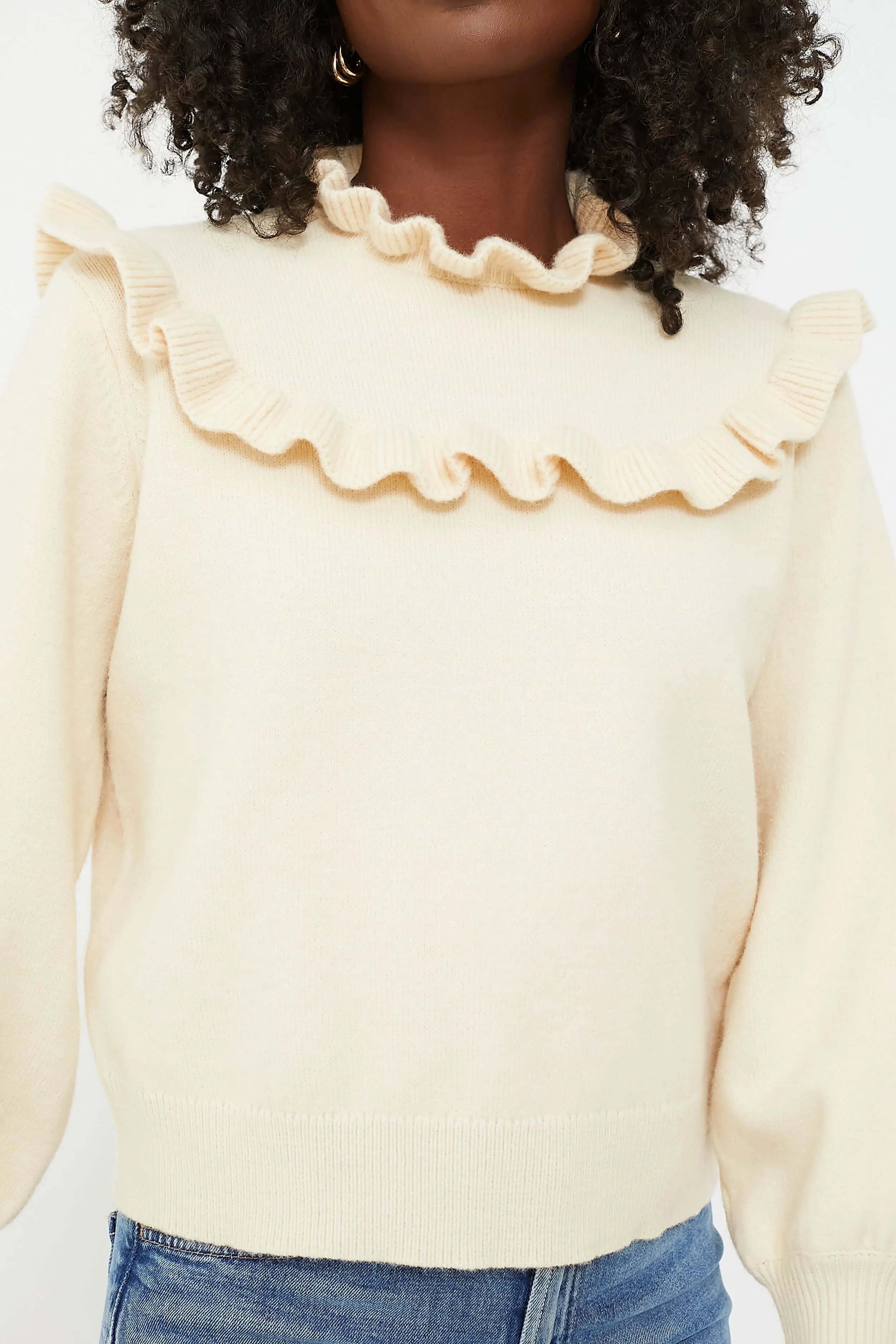Cream Ruffle Ramona Sweater