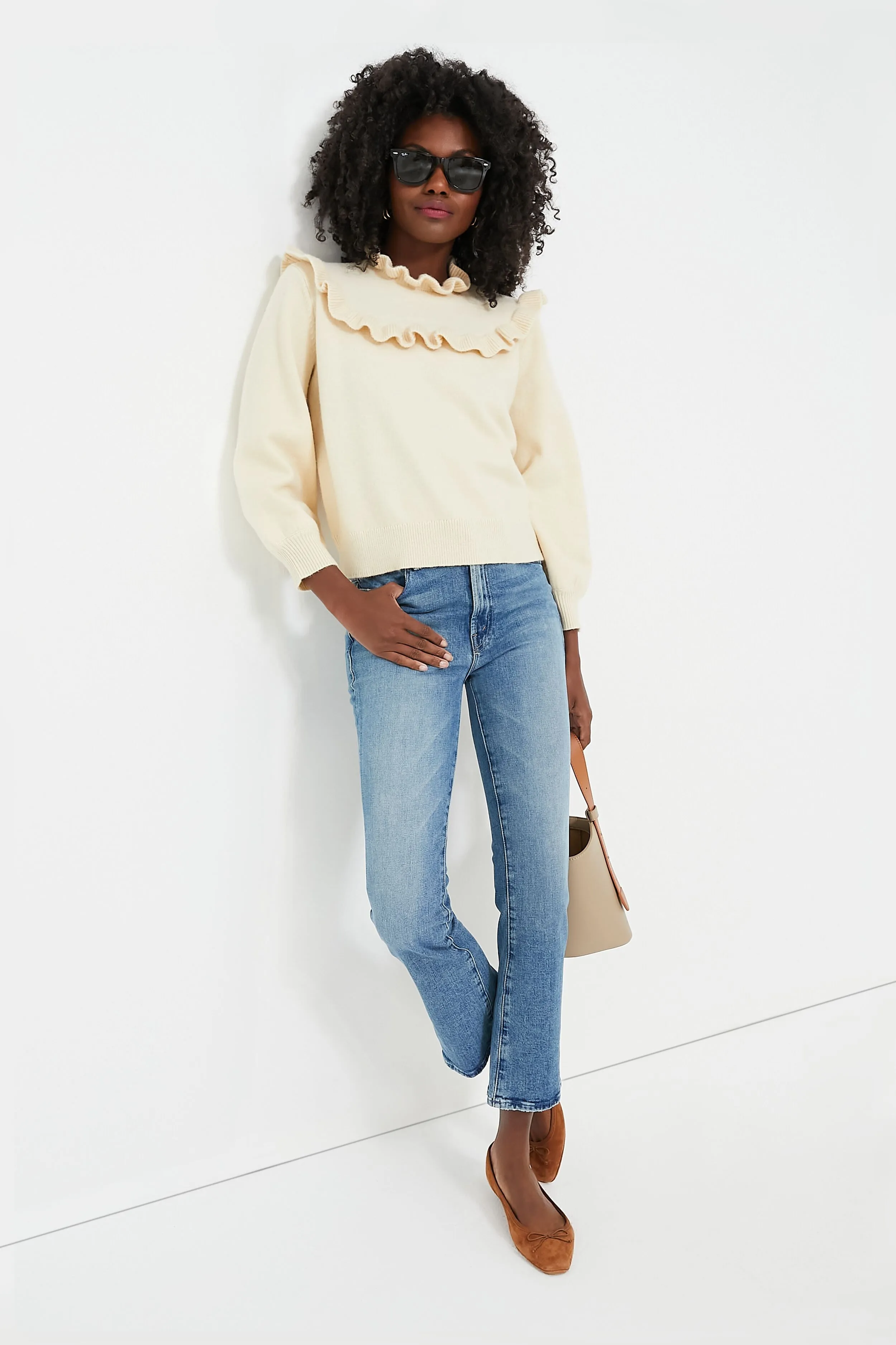 Cream Ruffle Ramona Sweater