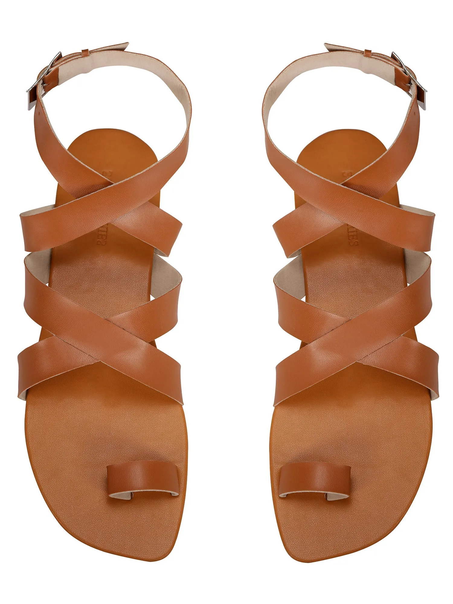 Criss Cross Flats in Tan