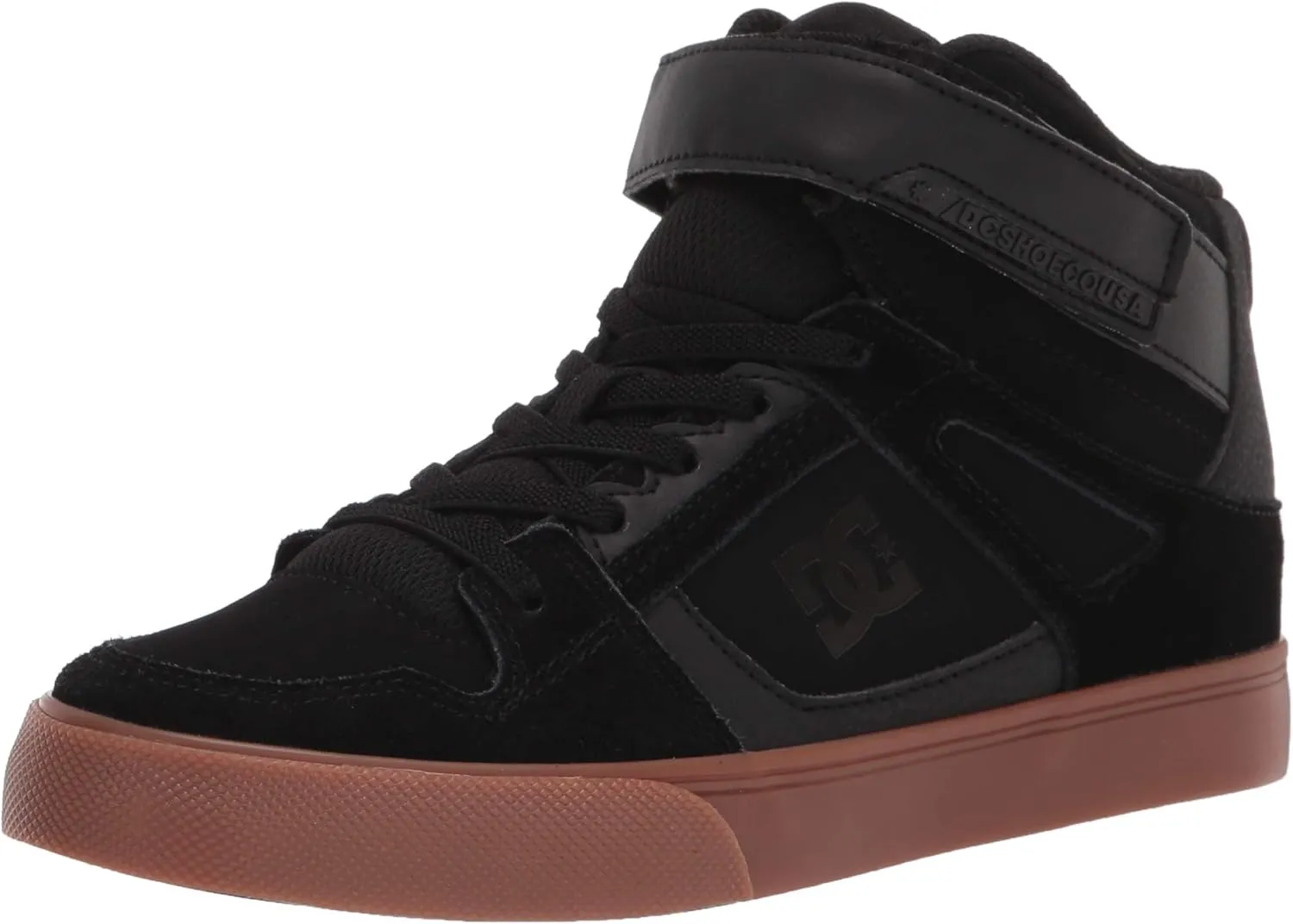 DC boys Pure High-top Ev Skate Shoe, Black/Gum, 1.5 Little Kid US