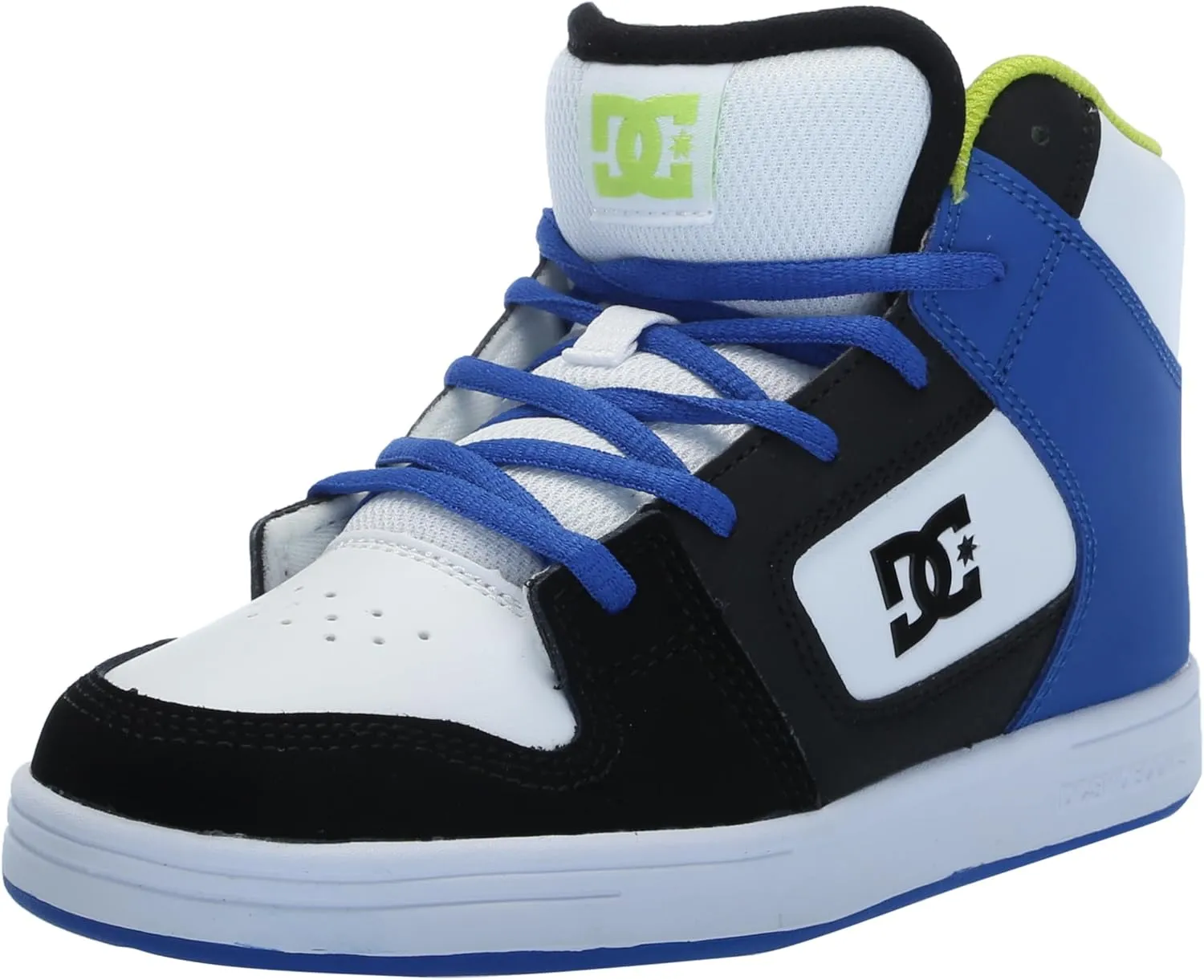 DC Boy's Unisex-Child Manual V Hi Skate Shoe, Black/Blue/Green, 12.5 Little Kid