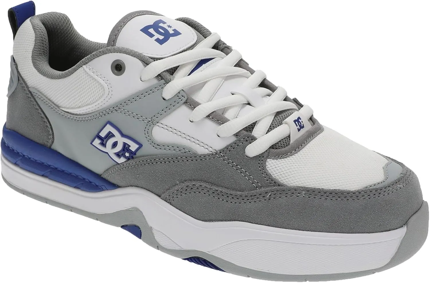 DC Men's Ascend Skate Shoe, White/Grey/Blue, 14