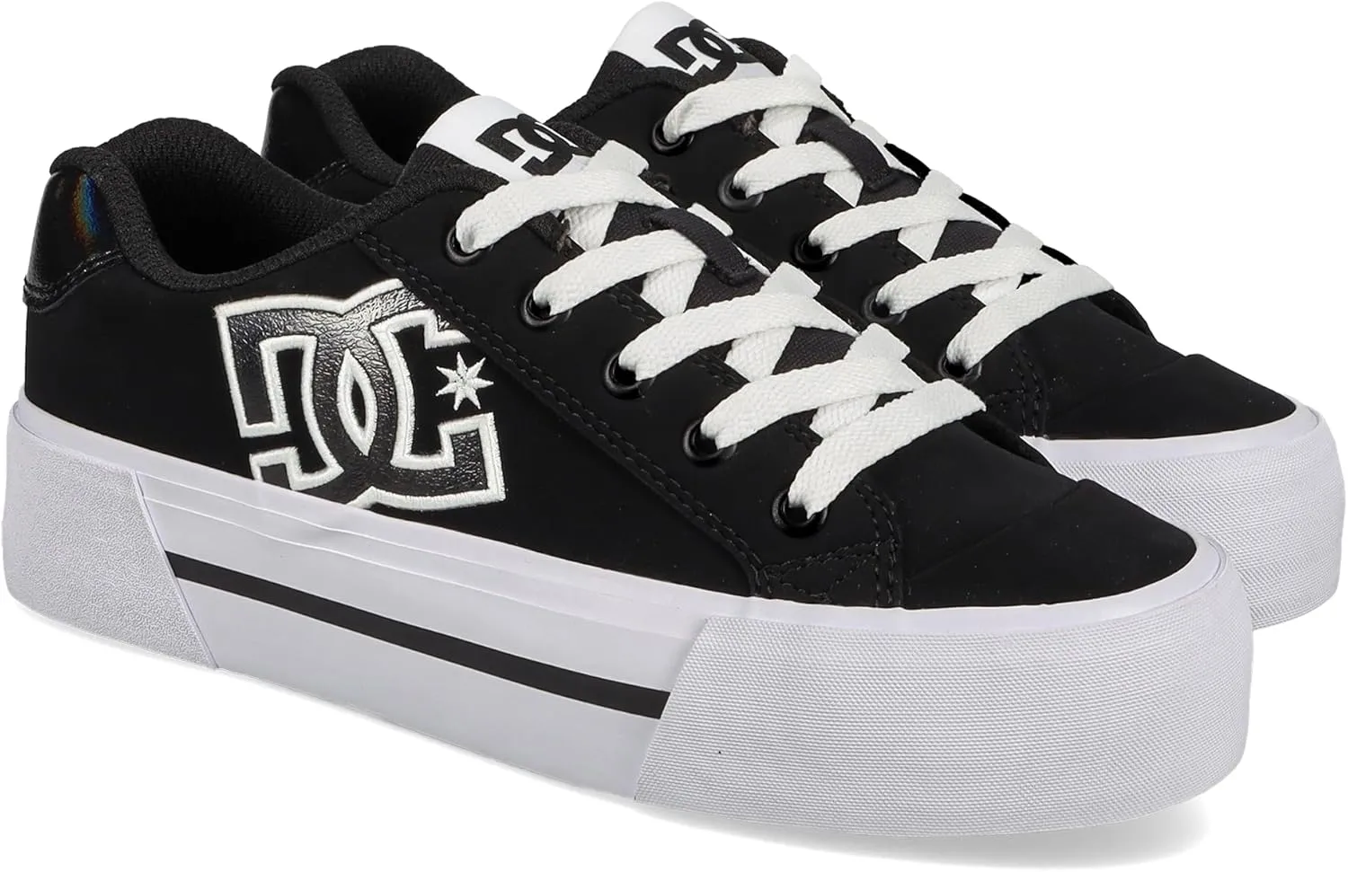 DC Women's Chelsea Platform Skate Shoe, Black, 5