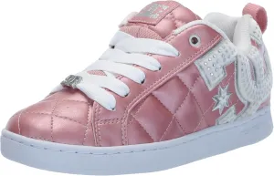 DC Women's Court Graffik SE Skate Shoe, Pink with Silver, 5.5
