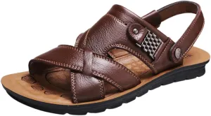 Fashion Shoes Beach Slippers Outdoor Men's Breathable Sandals Slides Leather Men's Slip on Sandals