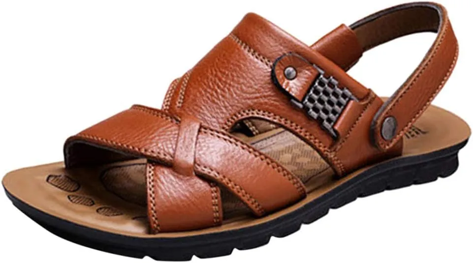 Fashion Shoes Beach Slippers Outdoor Men's Breathable Sandals Slides Leather Men's Slip on Sandals