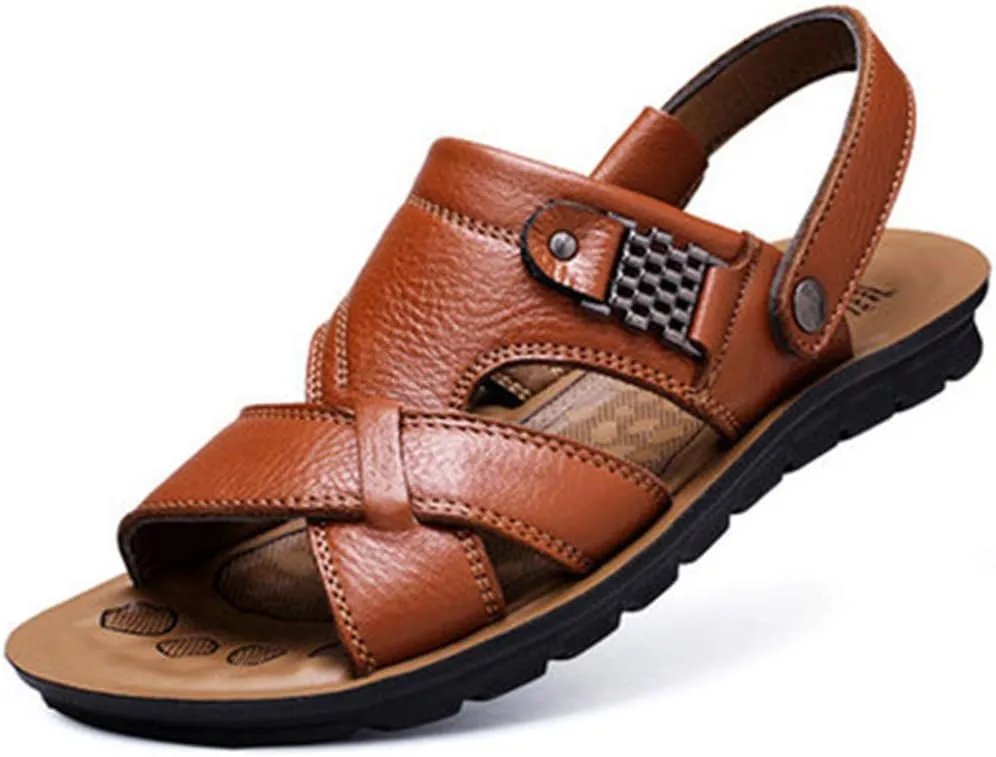 Fashion Shoes Beach Slippers Outdoor Men's Breathable Sandals Slides Leather Men's Slip on Sandals