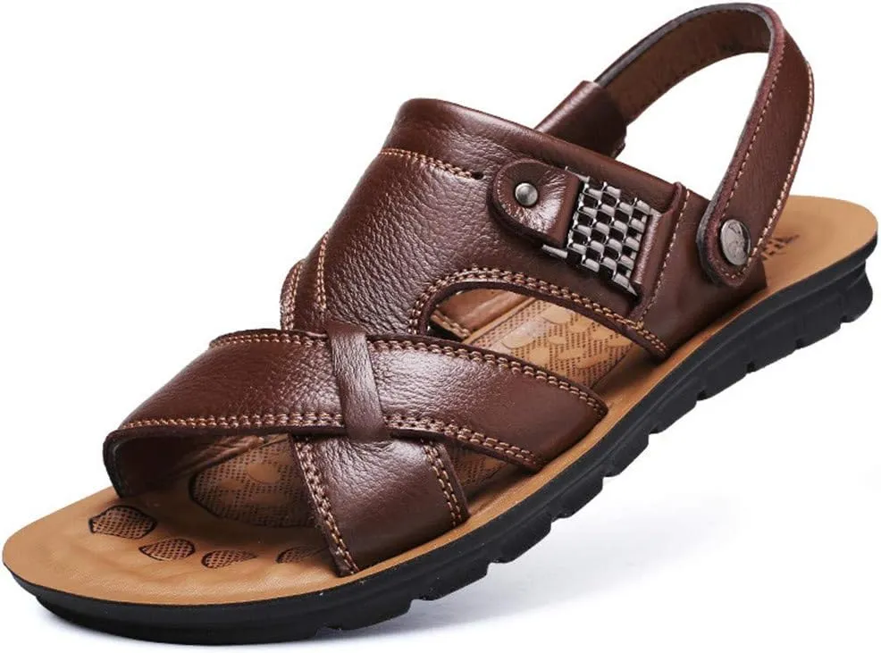 Fashion Shoes Beach Slippers Outdoor Men's Breathable Sandals Slides Leather Men's Slip on Sandals
