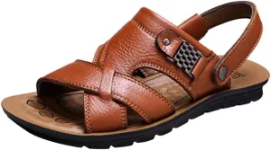 Fashion Shoes Beach Slippers Outdoor Men's Breathable Sandals Slides Leather Men's Slip on Sandals