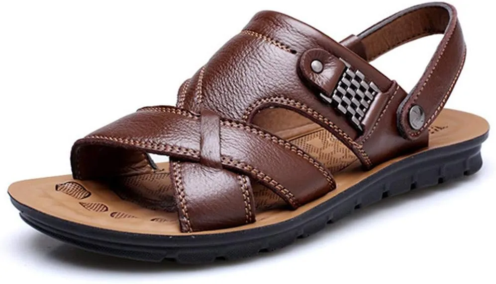 Fashion Shoes Beach Slippers Outdoor Men's Breathable Sandals Slides Leather Men's Slip on Sandals