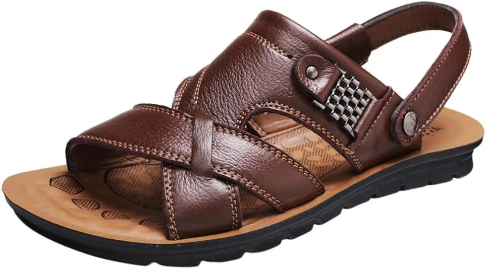 Fashion Shoes Beach Slippers Outdoor Men's Breathable Sandals Slides Leather Men's Slip on Sandals