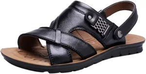 Fashion Shoes Beach Slippers Outdoor Men's Breathable Sandals Slides Leather Men's Slip on Sandals