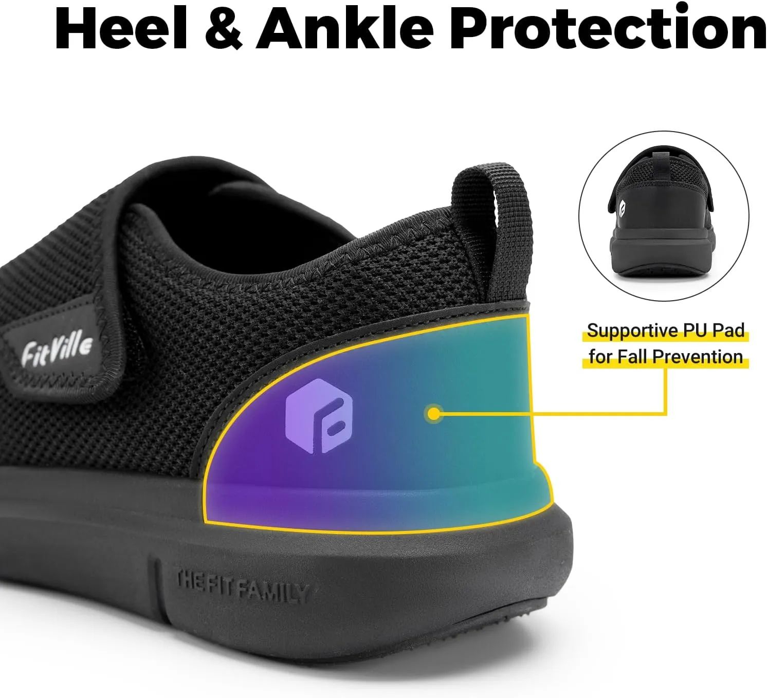 FitVille Diabetic Shoes for Men Extra Wide Slip-on Shoes for Swollen Feet Adjustable Walking Shoes for Elderly Foot Pain Relief Neuropathy - EasyTop Wings