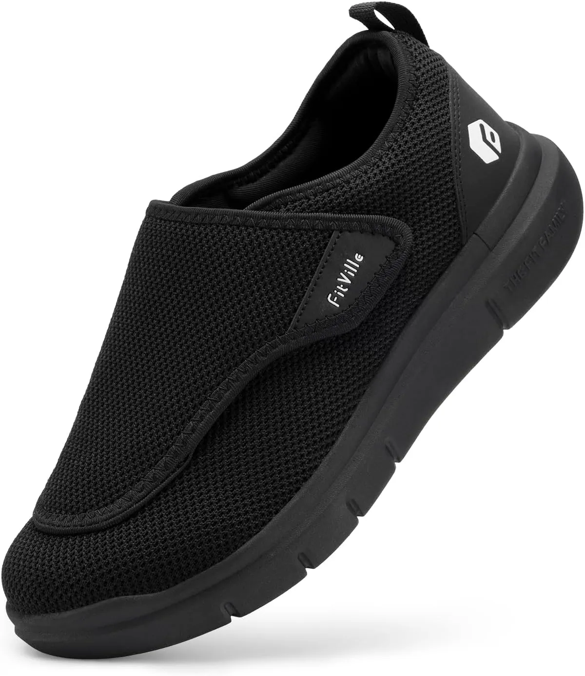 FitVille Diabetic Shoes for Men Extra Wide Slip-on Shoes for Swollen Feet Adjustable Walking Shoes for Elderly Foot Pain Relief Neuropathy - EasyTop Wings