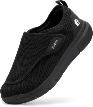 FitVille Diabetic Shoes for Men Extra Wide Slip-on Shoes for Swollen Feet Adjustable Walking Shoes for Elderly Foot Pain Relief Neuropathy - EasyTop Wings