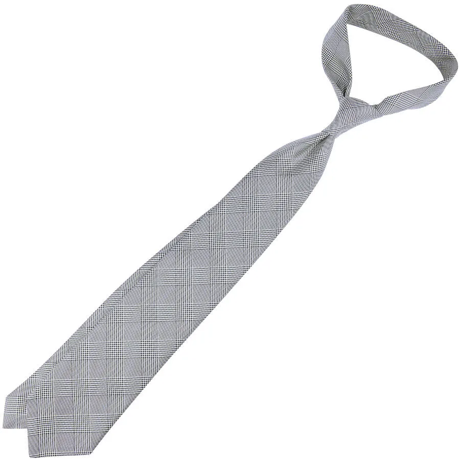Glencheck Woven Silk Tie - Black / White - Self-Tipped