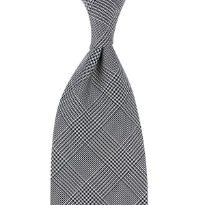 Glencheck Woven Silk Tie - Black / White - Self-Tipped
