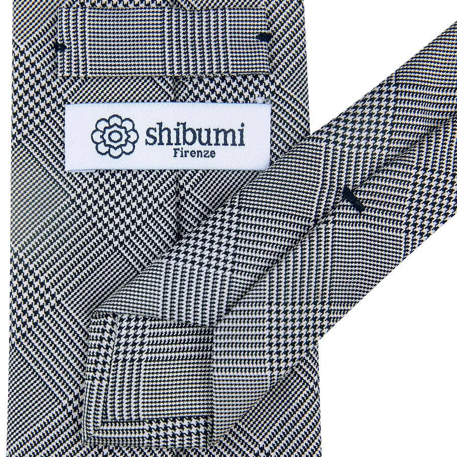 Glencheck Woven Silk Tie - Black / White - Self-Tipped