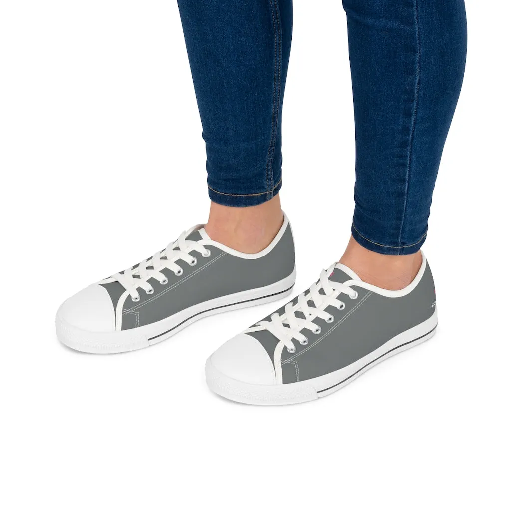 Grey Color Best Ladies' Sneakers, Solid Color Women's Low Top Sneakers Tennis Shoes (US Size: 5.5-12)