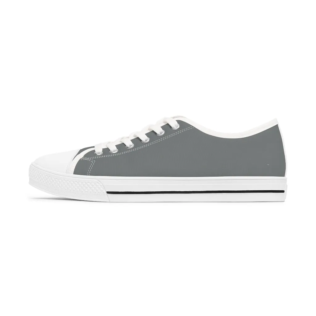 Grey Color Best Ladies' Sneakers, Solid Color Women's Low Top Sneakers Tennis Shoes (US Size: 5.5-12)