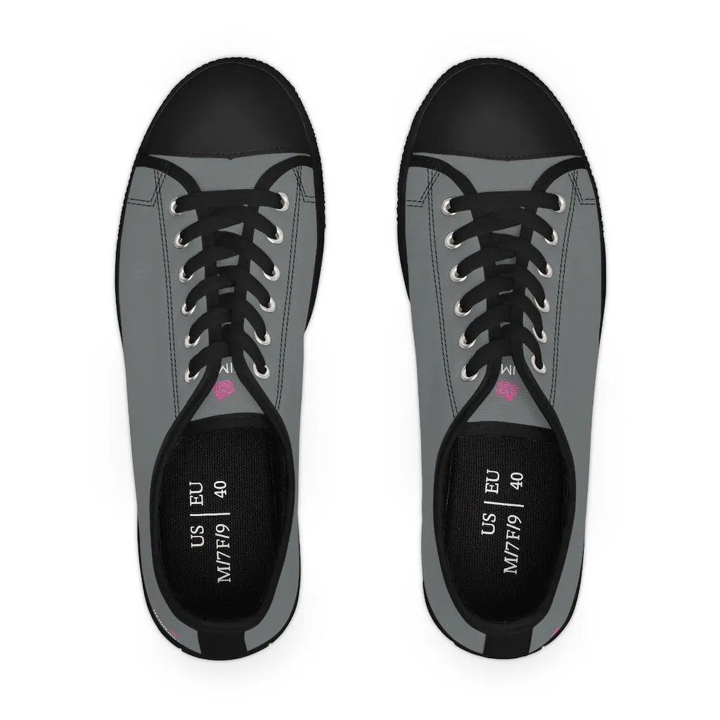 Grey Color Best Ladies' Sneakers, Solid Color Women's Low Top Sneakers Tennis Shoes (US Size: 5.5-12)