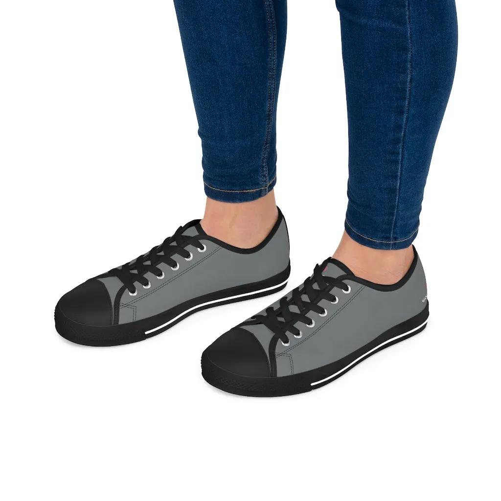 Grey Color Best Ladies' Sneakers, Solid Color Women's Low Top Sneakers Tennis Shoes (US Size: 5.5-12)