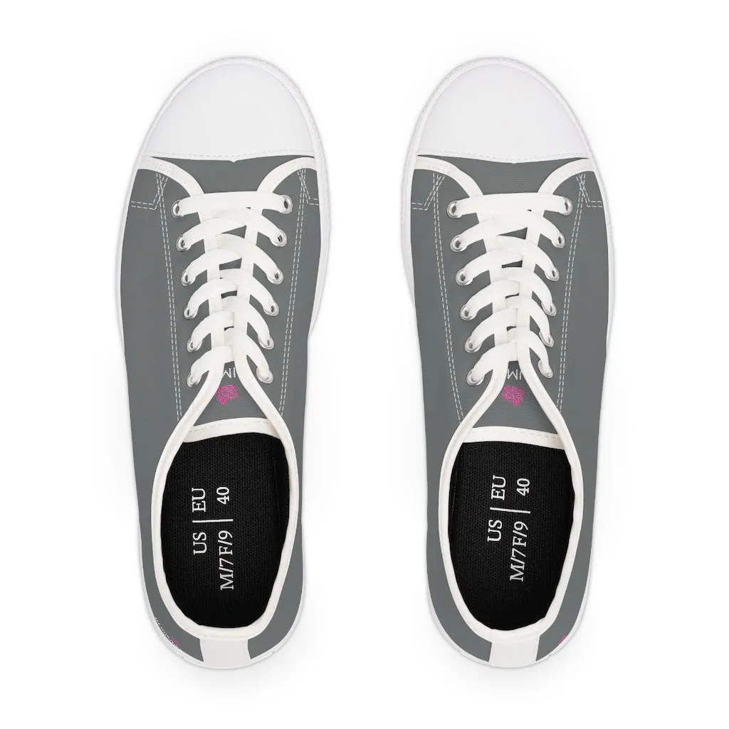 Grey Color Best Ladies' Sneakers, Solid Color Women's Low Top Sneakers Tennis Shoes (US Size: 5.5-12)