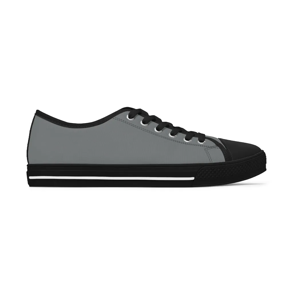 Grey Color Best Ladies' Sneakers, Solid Color Women's Low Top Sneakers Tennis Shoes (US Size: 5.5-12)