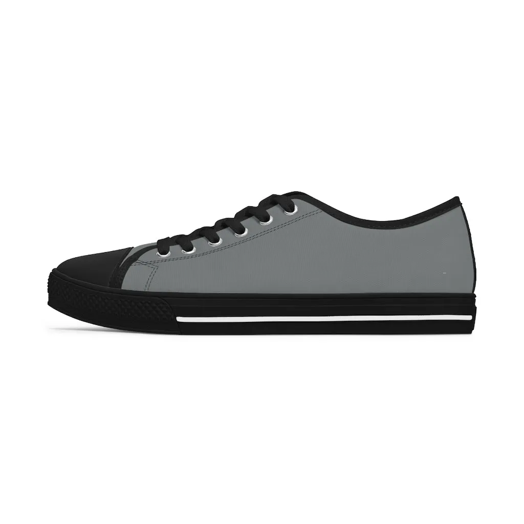 Grey Color Best Ladies' Sneakers, Solid Color Women's Low Top Sneakers Tennis Shoes (US Size: 5.5-12)