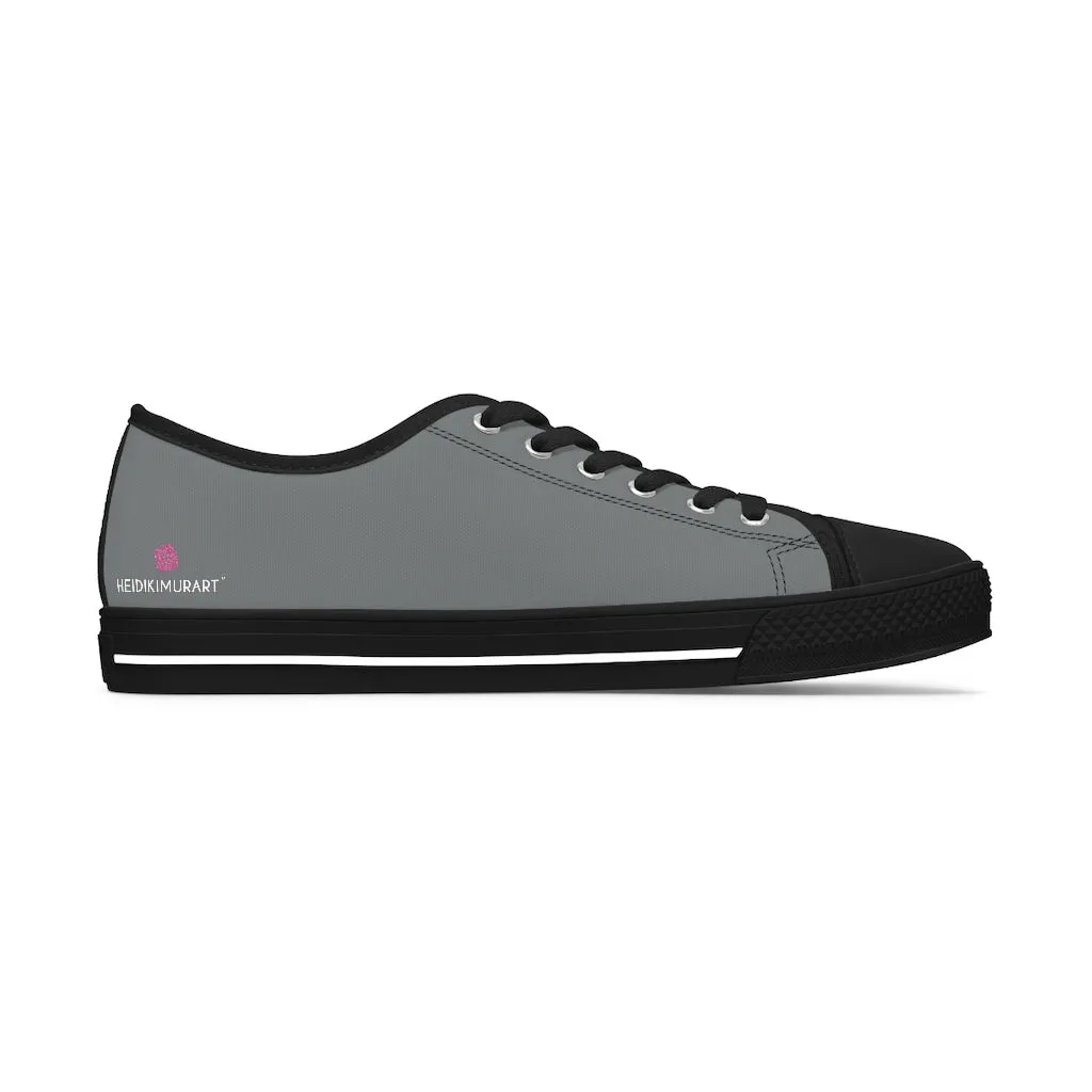 Grey Color Best Ladies' Sneakers, Solid Color Women's Low Top Sneakers Tennis Shoes (US Size: 5.5-12)