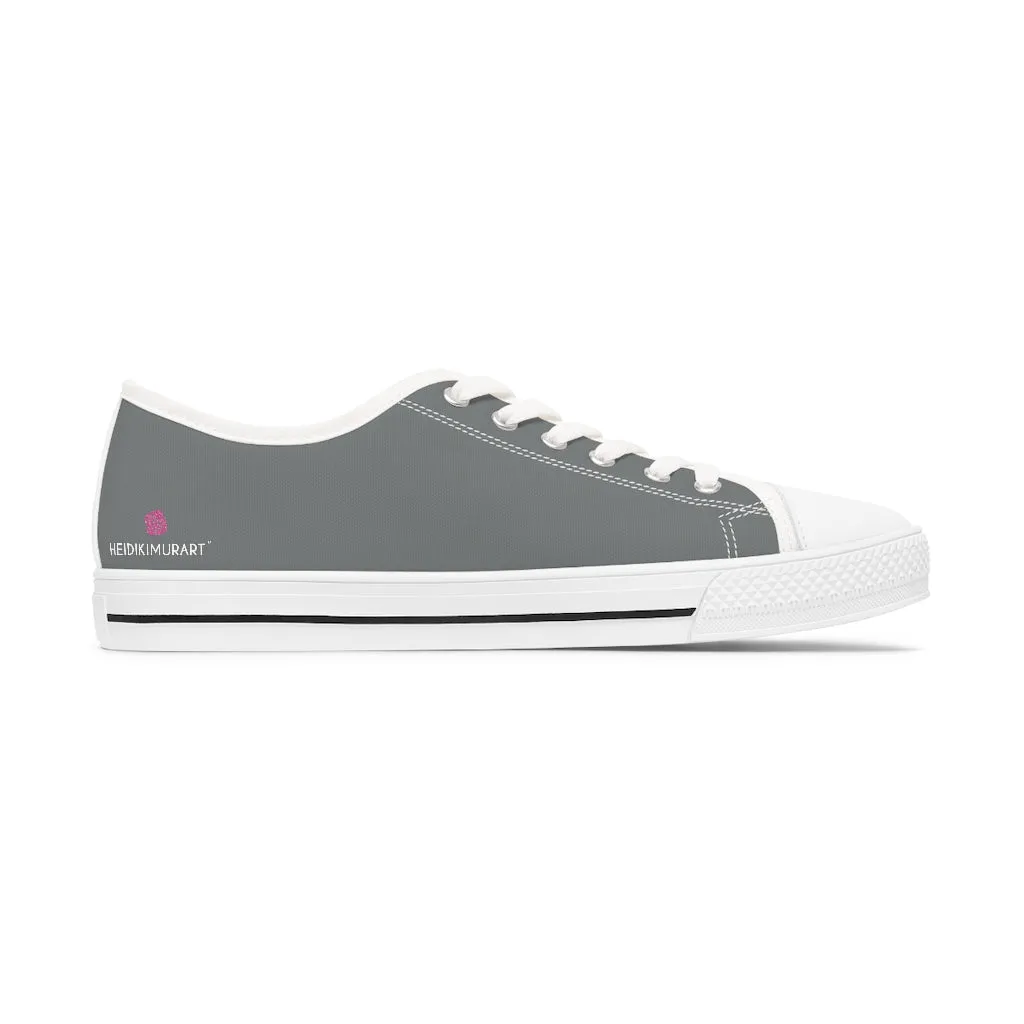 Grey Color Best Ladies' Sneakers, Solid Color Women's Low Top Sneakers Tennis Shoes (US Size: 5.5-12)