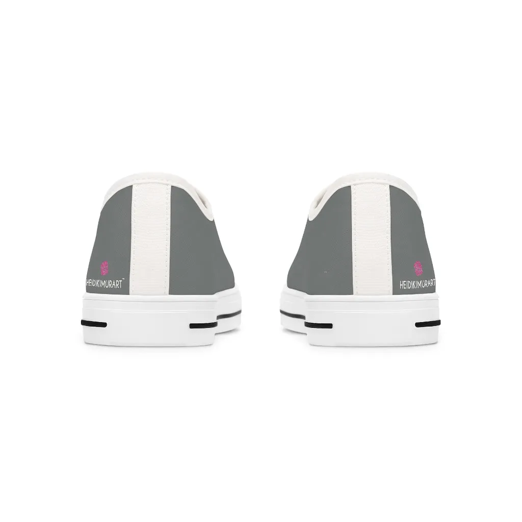Grey Color Best Ladies' Sneakers, Solid Color Women's Low Top Sneakers Tennis Shoes (US Size: 5.5-12)