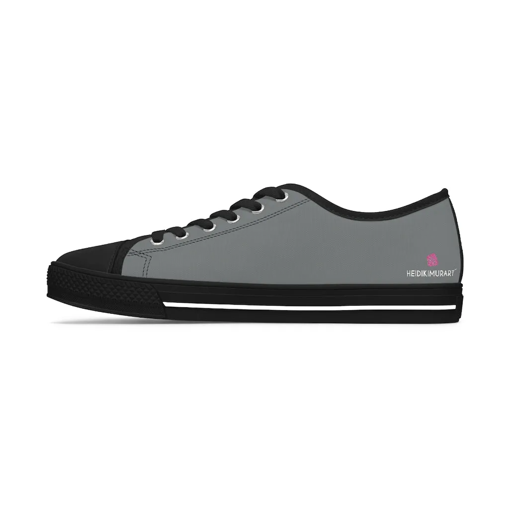 Grey Color Best Ladies' Sneakers, Solid Color Women's Low Top Sneakers Tennis Shoes (US Size: 5.5-12)