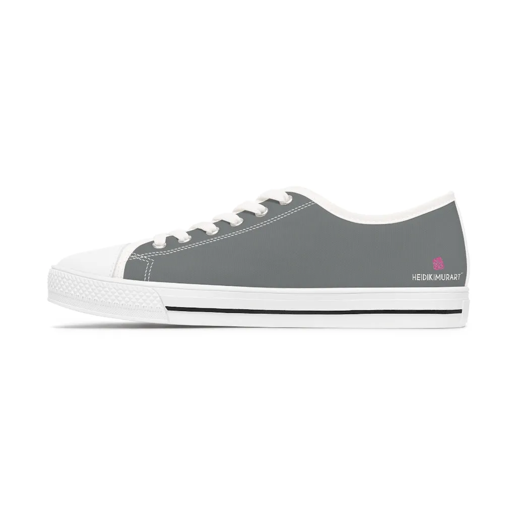 Grey Color Best Ladies' Sneakers, Solid Color Women's Low Top Sneakers Tennis Shoes (US Size: 5.5-12)