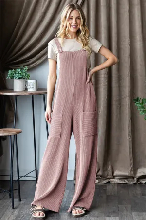 Heimish Ribbed Front Pocket Sleeveless Jumpsuit